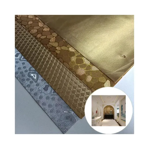 Shiny Golden Embossed Faux Upholstery Leather for Furniture Decoration