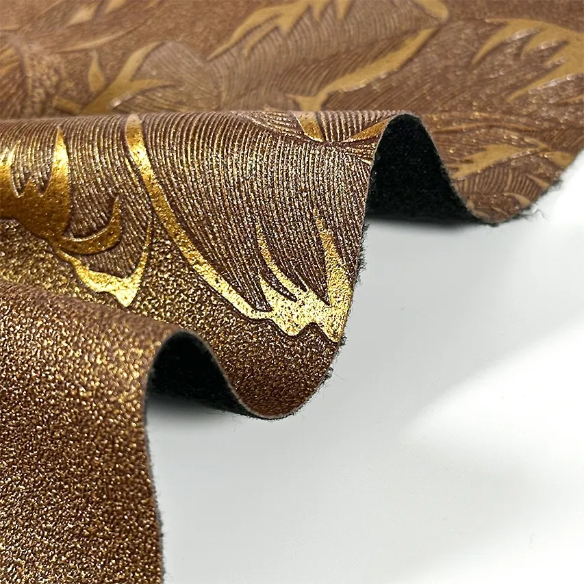 Golden Waterproof 0.4mm Knitted Afghan Decorative PVC Artificial Leather