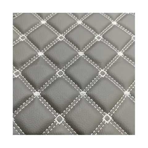 Large Stock Embroidery Durable 6mm Grain Design PVC Leather for Auto Car Seat Mat