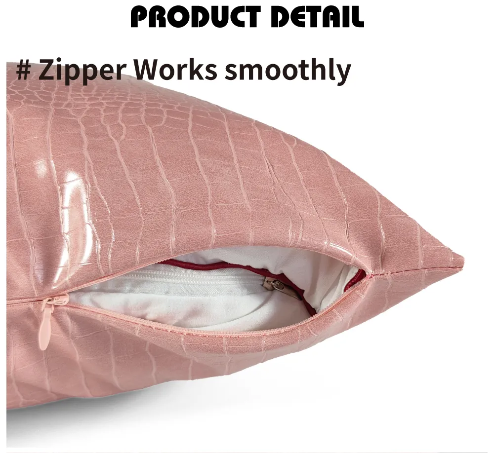 18inch Crocodile Faux Leather Cushion Cover, Luxurious Pink Decoration waterproof Leather Throw Pillow