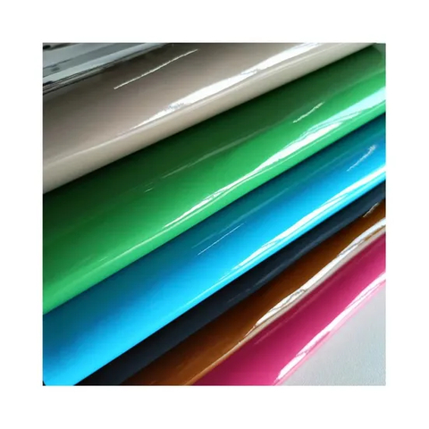 PVC Synthetic Leather Solid Color Glossy Smooth PU Glitter Faux Artificial Synthetic Leather for Bags Shoes