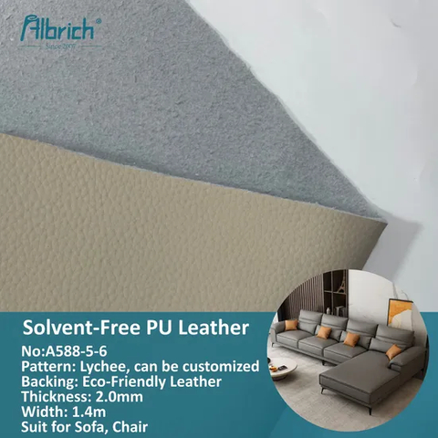 2mm Solvent-Free Silicone Face Eco-Friendly PU Faux Leather for Sofa, Hot Sale Artificial Leather East China Fair A588-5-6