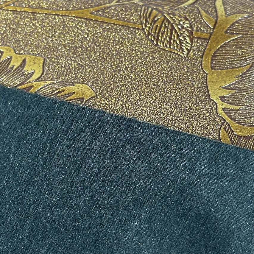Golden Waterproof 0.4mm Knitted Afghan Decorative PVC Artificial Leather