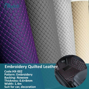 PVC Leather Vinyl Car Upholstery Fabric Scratch Resistant Leather for Car Seats Embossed Embroidery Quilted Soft Leather Knitted Fabric Hx-002 East China Fair