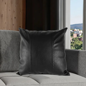 Wholesales 18inch Standard Size Classic Living Room Sofa Black Pillow Case, Waterproof Faux Leather Throw Pillow Covers for Home