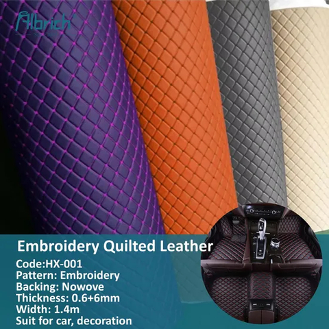 3D Embroidery Quilted Synthetic PVC Leather Foam Sponge Faux Leather for Car Mat Decoration Car Seat Cover Artificial Leather Fabric Material
