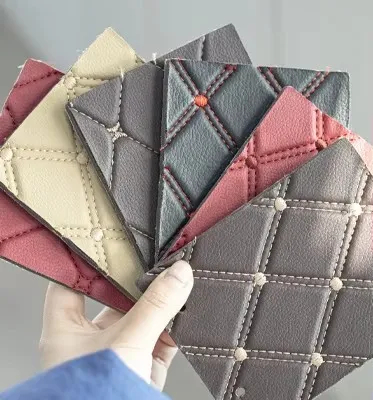 PVC Leather Vinyl Car Upholstery Fabric Scratch Resistant Leather for Car Seats Embossed Embroidery Quilted Soft Leather Knitted Fabric Hx-002 East China Fair