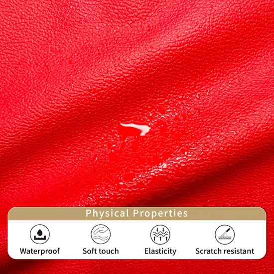 1 Yard Red Leather Pieces Fabric