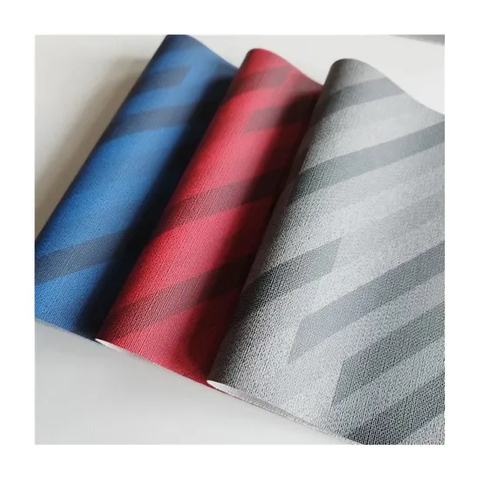 PVC Leather Stripe Design 0.9mm Knitted Backing Faux Rexine Leather