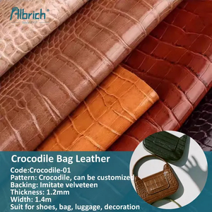 Customized Crocodile Leather for Bag Luxury PVC PU Bag Leather Chinese Factury Free Sample Crocodile-01 East China Fair