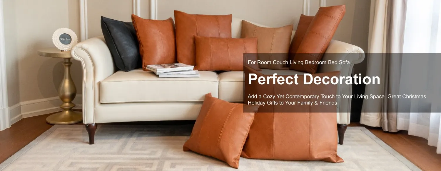 18inch Sofa Pillow Case, Universal Faux Leather Milan Throw Pillowcover for Home Decoration