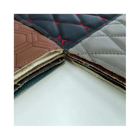 Stitched Quilted PVC Leather Upholstery Car Mat Embroidery Designs with Foam for Car Seat