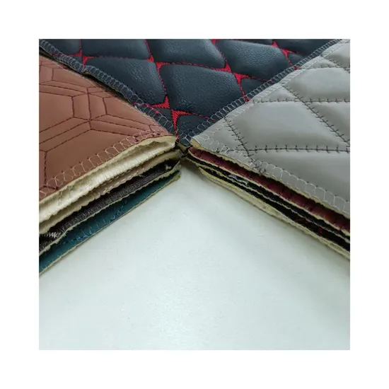 Stitched Quilted PVC Leather Upholstery Car Mat Embroidery Designs with Foam for Car Seat