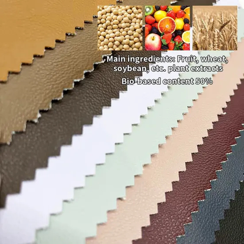 1mm Eco-Bio Based Vegan Leather Stretchy and Waterproof for Sofas Autos Seats Bags, Fruit Wheat Soybean PU Leather Fabric Apple-01