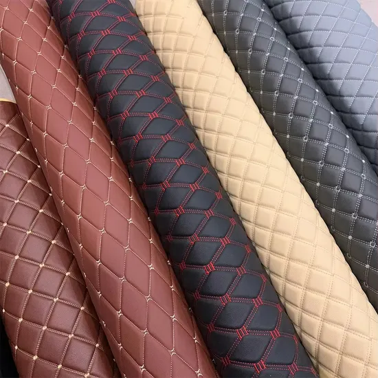 PVC Leather Vinyl Car Upholstery Fabric Scratch Resistant Leather for Car Seats Embossed Embroidery Quilted Soft Leather Knitted Fabric Hx-002 East China Fair