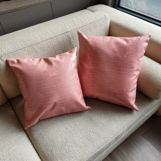18inch Crocodile Faux Leather Cushion Cover, Luxurious Pink Decoration waterproof Leather Throw Pillow