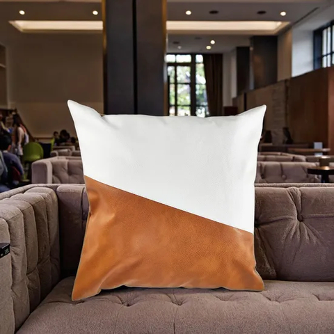 Hot Sales 18inch Modern Sofa Patchwork Maldives Pillowcase, Durable Faux Leather Throw Pillow Covers for Home or Hote