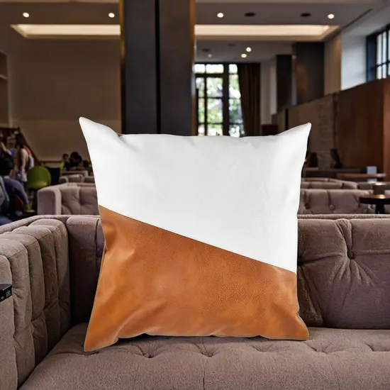 Hot Sales 18inch Modern Sofa Patchwork Maldives Pillowcase, Durable Faux Leather Throw Pillow Covers for Home or Hote