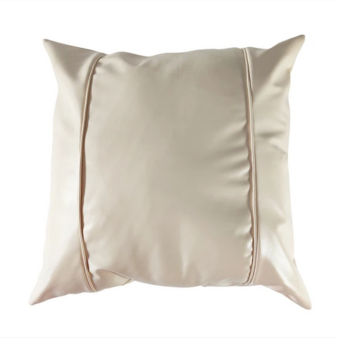 Fashionable18inch Luxury Living Room Sofa Beige Pillow Case, Waterproof Faux Leather Throw Pillow Covers for Sofa or Chair