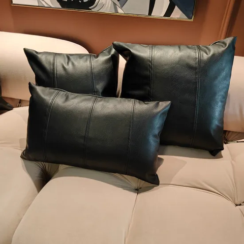 18inch Sofa Pillow Case, Universal Faux Leather Milan Throw Pillowcover for Home Decoration