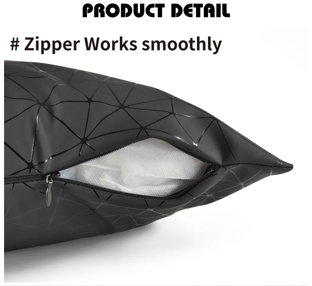 Premium 18inch Luxury Living Room Sofa Black Pattern Pillow Case, Durable Faux Leather Throw Pillow Coyers for Sofa or Chair