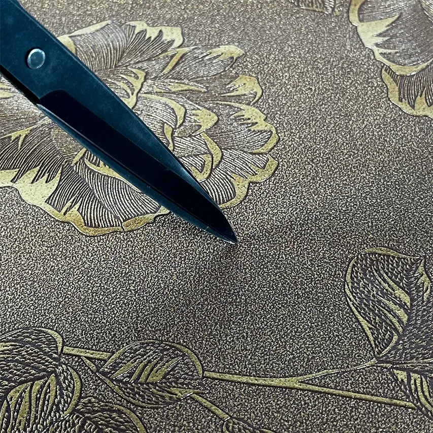 Golden Waterproof 0.4mm Knitted Afghan Decorative PVC Artificial Leather