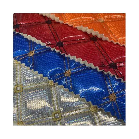 PVC Rexine Leather Sunrise Embroidery Quilted Diamond Stitching Leather Laser Polyurethane Foam for Car Seat Cover Synthetic Leather