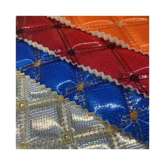 PVC Rexine Leather Sunrise Embroidery Quilted Diamond Stitching Leather Laser Polyurethane Foam for Car Seat Cover Synthetic Leather