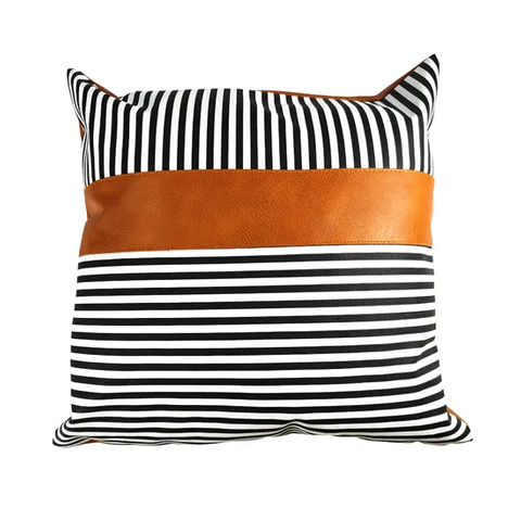 Faux Leather Throw Pillow Cover 18X18 Inch Set of 2 Brown Outdoor Modern Farmhouse Solid Decorative Pillow Covers for Room Couch Living Bedroom Bed Sofa
