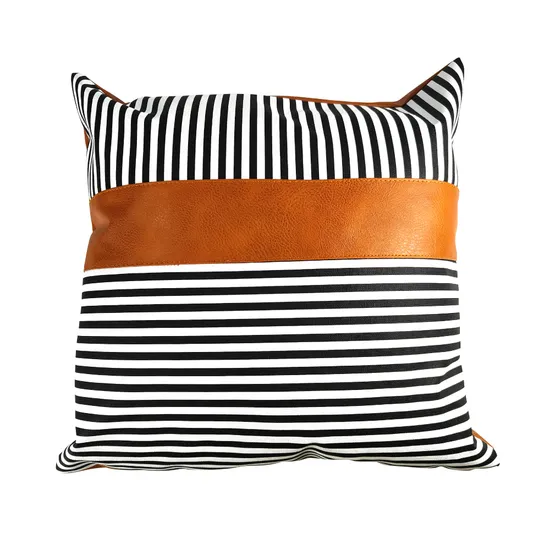 Faux Leather Throw Pillow Cover 18X18 Inch Set of 2 Brown Outdoor Modern Farmhouse Solid Decorative Pillow Covers for Room Couch Living Bedroom Bed Sofa