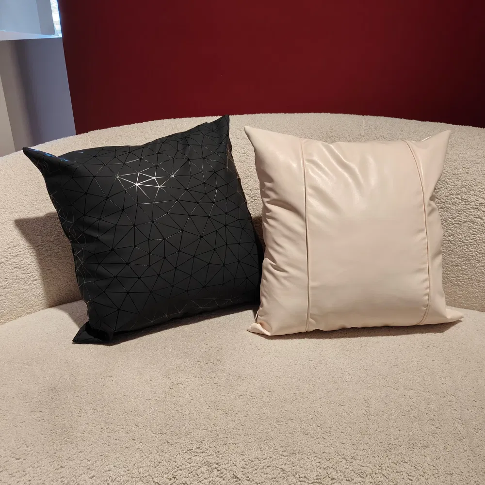 Fashionable18inch Luxury Living Room Sofa Beige Pillow Case, Waterproof Faux Leather Throw Pillow Covers for Sofa or Chair
