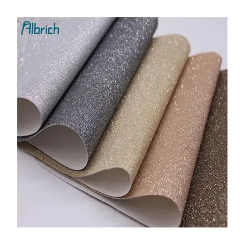 PU Faux Leather China Factory Wholesale High Quality Shining Glitter PU Woman Shoes Leather, Hot Sale Waterproof Environmental