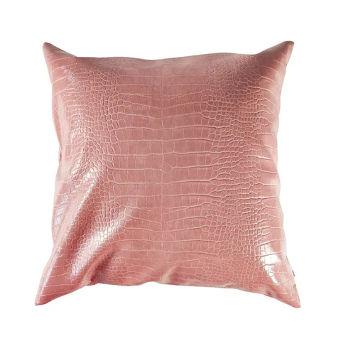 18inch Crocodile Faux Leather Cushion Cover, Luxurious Pink Decoration waterproof Leather Throw Pillow